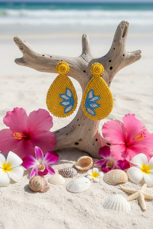 Azvera Studio Bloom beaded earrings featuring colorful beads and intricate jewelry design for stylish accessories.