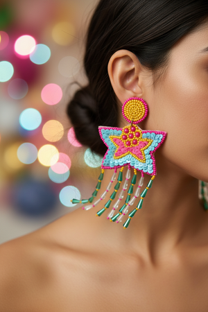 Silver Aurora Star Earrings by Azvera Studio featuring star-shaped design with delicate details, perfect for elegant accessories.
