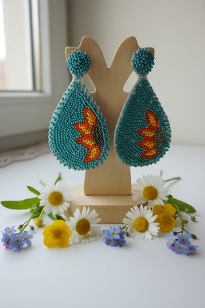 Beaded earrings from Azvera Studio featuring colorful beads and intricate design, perfect for stylish jewelry collection.