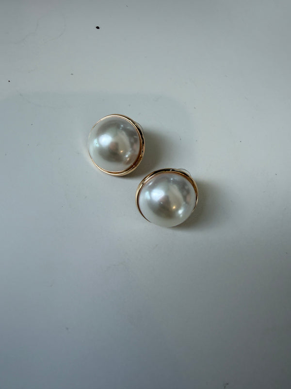 Azvera Studio Luna Pearl Studs featuring elegant pearl earrings with silver posts and classic round design.